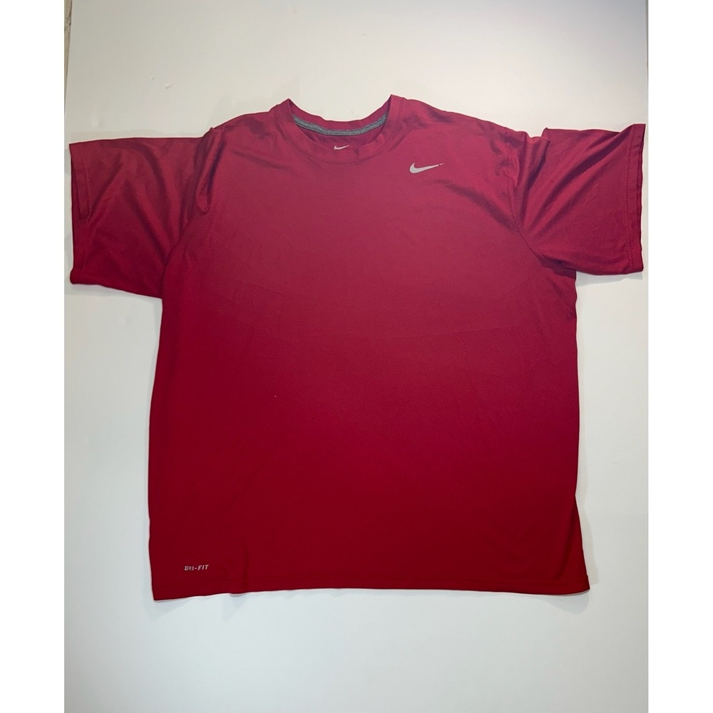 Nike Dri-FIT Mens XXL T-Shirt Red Short Sleeve Crew Neck Performance Swoosh Logo
